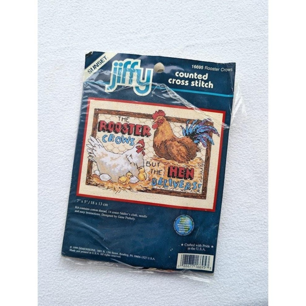 Jiffy Counted Cross Stitch‎ 16695 Rooster Crows Country Chicken Farmhouse Craft